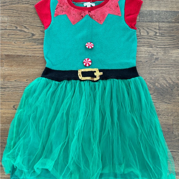 Green and Red Festive Sweater with Green Collar - Picture 1 of 3